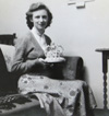 Christine Whild with the Crown Cake she made in 1952